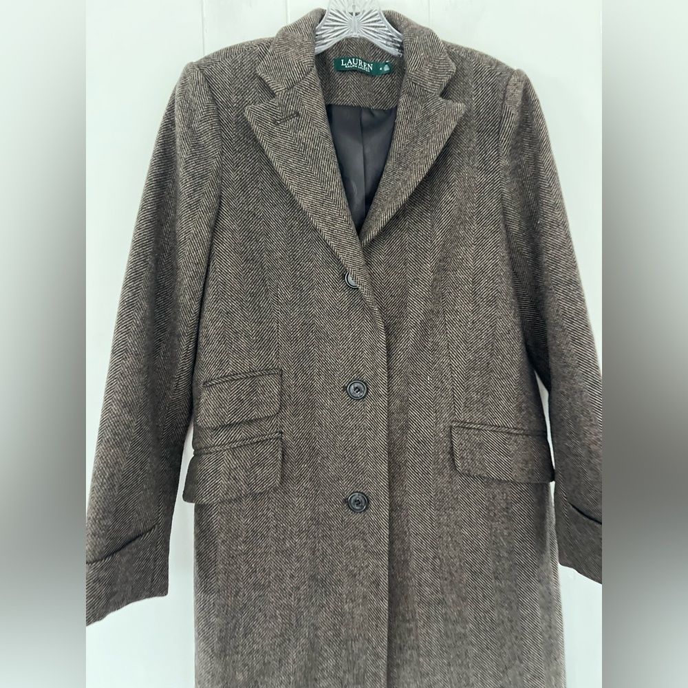 Lauren Ralph Lauren Women’s Wool Blend Herringbone Tweed Walker Coat Size 4 - Picture 13 of 16